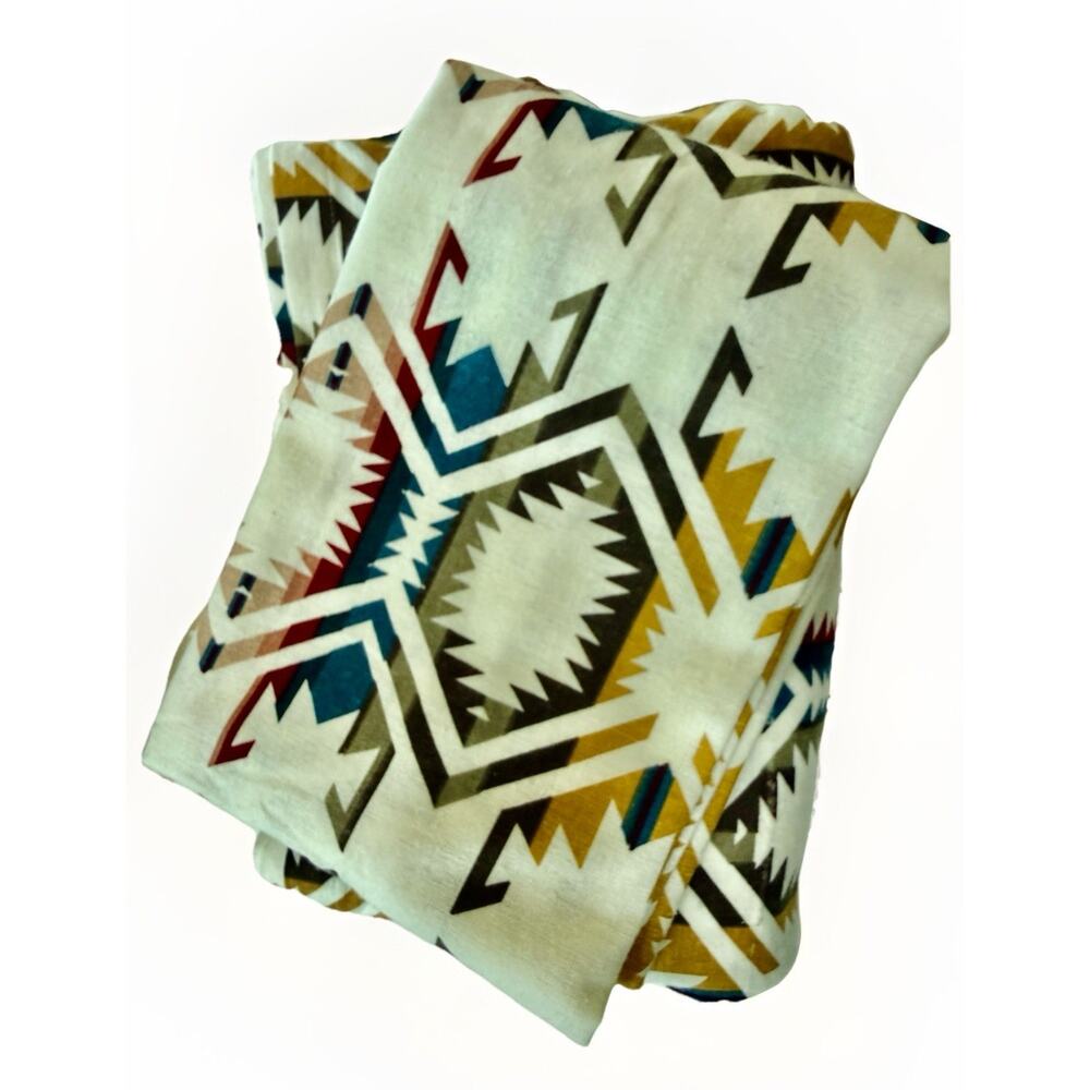 Pendleton White Shores Flannel Sheet Twin Flat and Pillow Case Aztec Southwest